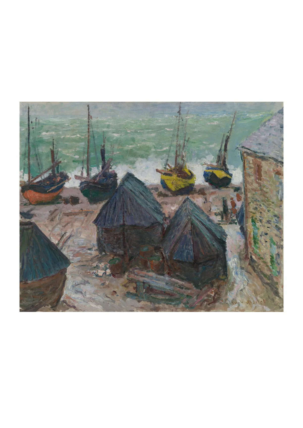 Affiche « Bateaux sur la plage à Étretat »