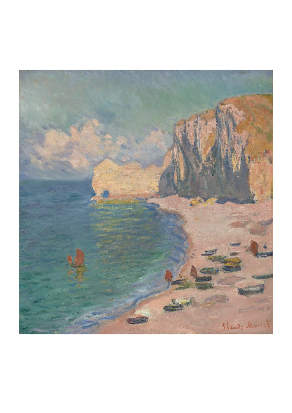 Affiche « Étretat, la plage et la falaise d’Amont »